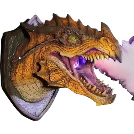Accessoires de dragon 3D Décoration de dragon d'Halloween Lampe à fumée dinosaure murale (1/5)