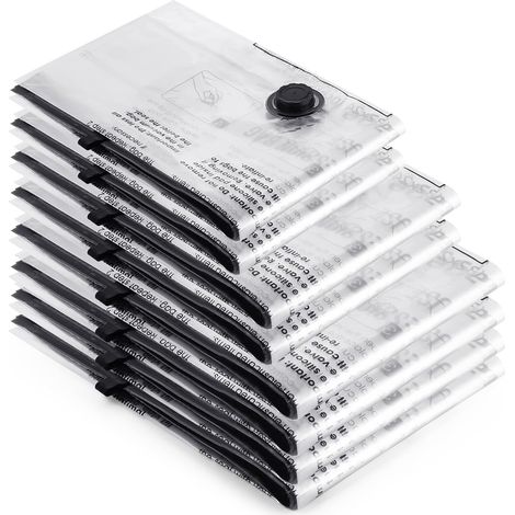 8 Pièces Sac Sous Vide Vetement Aspirateur (4L + 2M + 2S), Housses de Rangement Sous Vide s pour Matelas, Vêtements, Couettes, Literie, Idéal pour les Voyages et la Maison (1/5)