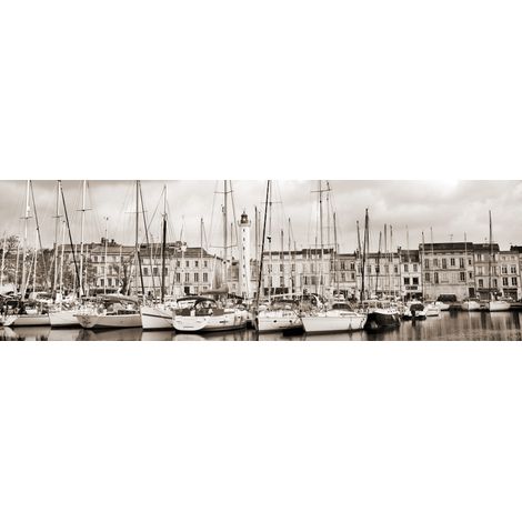 Tableau sur toile La Rochelle N&B 45x135 cm - Impression sur Toile Murale Décorative - Image imprimée en HD sur Toile - Toile sur Châssis en Bois FSC - Fabriqué en France (1/5)