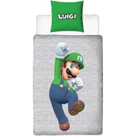 Set di biancheria da letto reversibile - MARIO BROS - Mario e Luigi - Microfibra - 1 copripiumino 140 x 200 cm + 1 federa 63 x 63 cm