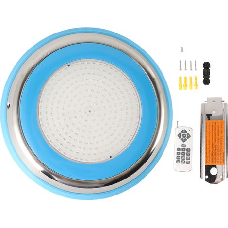 Projecteur LED sous-marin 18W IP68 RGB Acier Inox Ø300mm Télécommande Sans Fil pour Piscine Enterrée Bassin Fontaine Cascade (1/5)