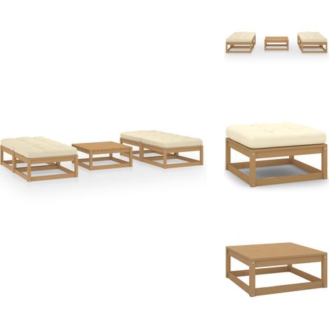 Salon de jardin 5 pcs avec coussins Bois de pin massif - Salon De Jardin - Mobilier De Jardin - Ensemble Salon De Jardin - Table Basse - Chaises Pliantes (1/5)