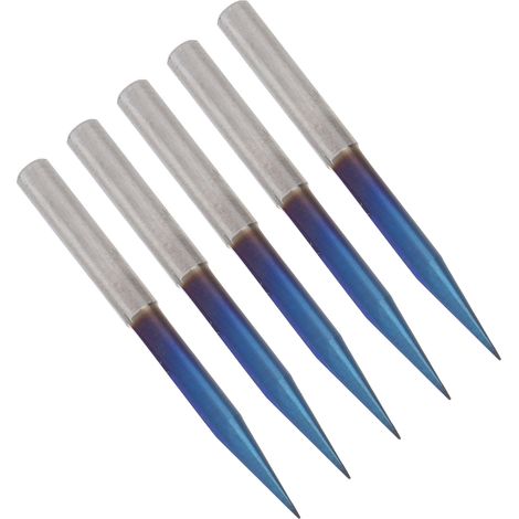 Lot de 5 fraises à 2 cannelures, queue de 4 mm, pointe en V droite, en acier tungstène, pour la gravure et la sculpture, 4 x 0,3 x 15 (1/5)