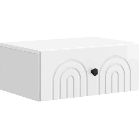 Mesita de Noche de Pared con cajón Brillante 49 x 34,5 x 20 cm vidaXL