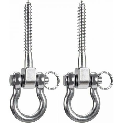 2 PCS 304 Crochets de Plafond Robustes en Acier Inoxydable, Crochets de Balançoire, Crochets avec Vis pour Chaise Suspendue de Yoga en Bois, Sac de Sable, Hamac, Fauteuil (1/4)