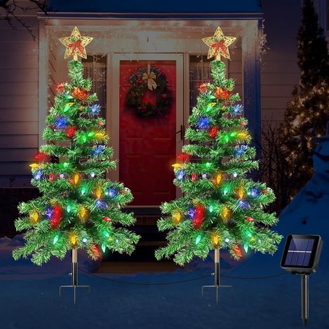 sapin de Noël solaire piquet d'extérieur à énergie idéal pour décorer un jardin sentier ou une cour extérieure (1/5)