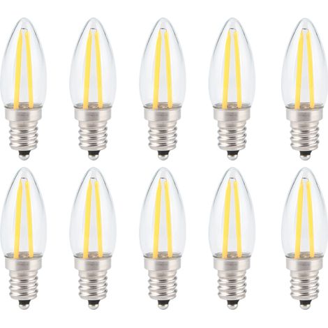 Lot de 10 mini ampoules LED à filament long E12 1,5 W AC230 V pour éclairage domestique, automobile et paysager (1/5)