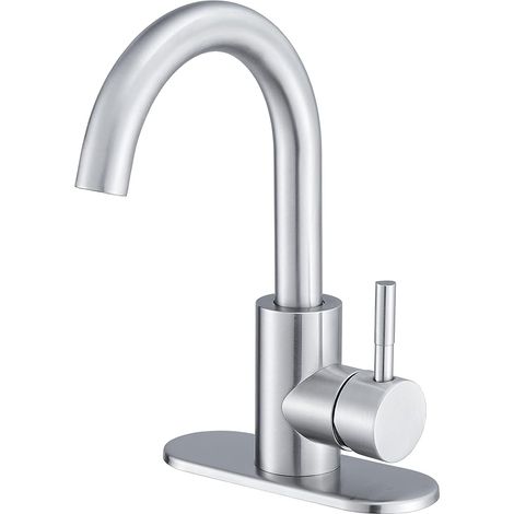 Robinet de lavabo en acier inoxydable à roulement à billes à 4 points, robinet d'évier simple à eau froide (1/3)