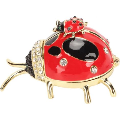 Boîte à bijoux pour bagues, boîte à bijoux en émail coloré en forme de coccinelle pour boucles d'oreilles (1/5)