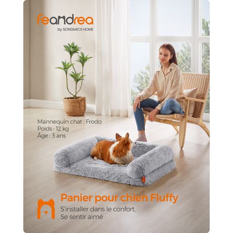 Panier pour Chien Canapé Moelleux Déhoussable Lavable 91 x 68 x 16 cm Gris (1/5)
