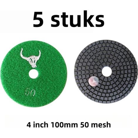 Lot de 5 disques de polissage diamantés à l'eau, pour pierre, marbre et granit, diamètre 100 mm, grain 50 (1/5)