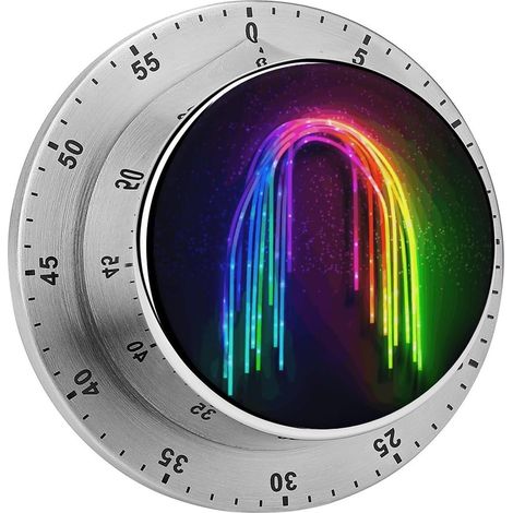 Minuteur néon arc-en-ciel, magnétique en acier inoxydable de (1/5)