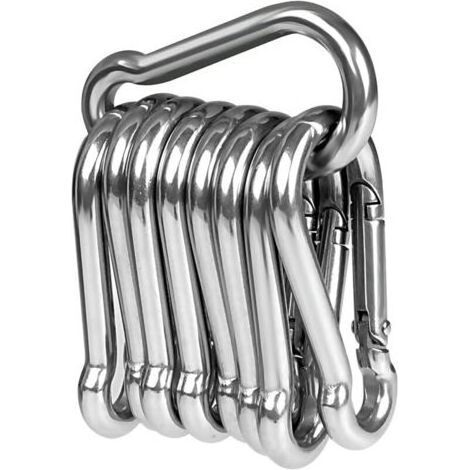 10pcs Ganci in acciaio inox 304 Rsistant Moschettone in acciaio Inox 50 mm x 5 mm di qualità superiore con fibbia di arresto per tutti i tipi di aiuti di trazione e afferra con una mappa (1/5)