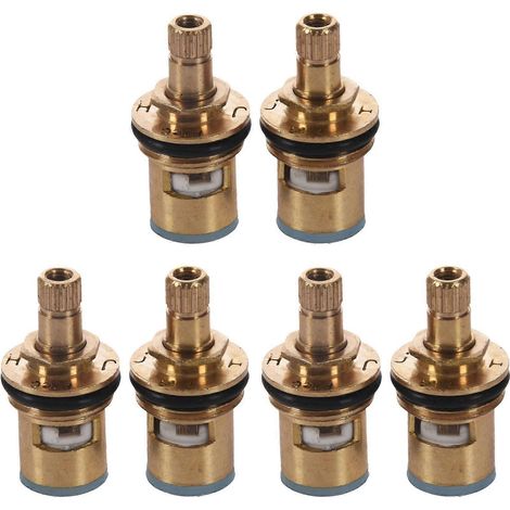 Set mit 6 Keramik-Wasserhahnkartuschen, 1/2 Zoll, 20 Zähne, Vierteldrehung, Ersatz für Kaltwasserarmaturen (1/5)