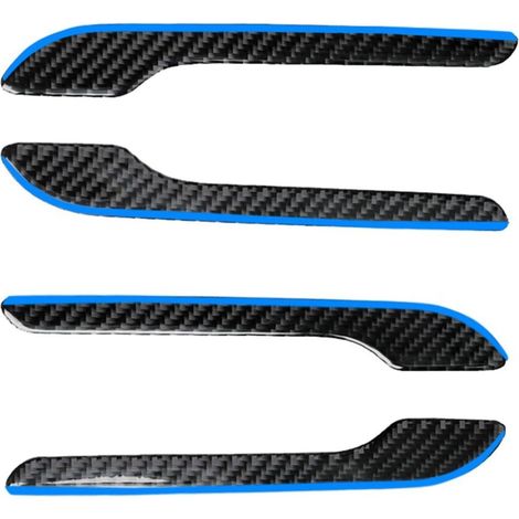 Cubierta de manija de puerta con patrón de fibra de carbono para Tesla Model 3 Model Y, accesorios exteriores de plástico, juego de 4 piezas, ajuste personalizado, 2017-2021 (fibra de carbono azul)