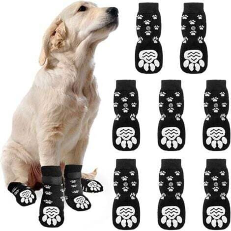 8-Piece Dog Socks, Dog Paw Protectors, Soft Pet Protection, Improved Dog Grip (L)