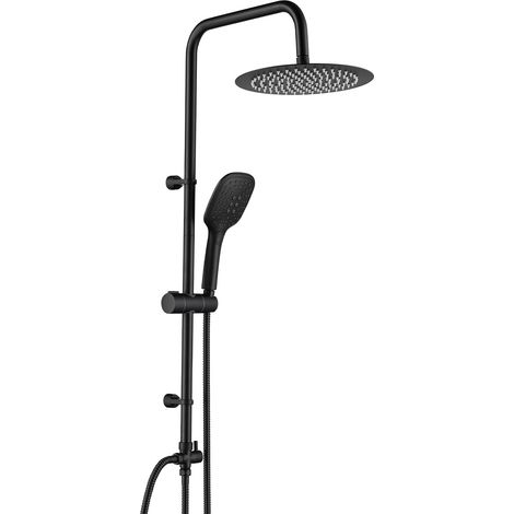 Hydromassage Shower Column without Mixer, Stainless Steel Wall Mounted Shower Set, Adjustable Wall Mounted 35-54cm, with 25cm Round Head Shower, Hand Shower 3 Types of Water (1/5)