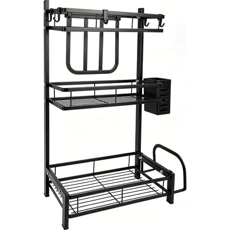 Rangement sous Évier,Etagère De Rangement sous Évier Étagère 3 Niveaux Matériau en Acier au Carbone épaissi,tagère à Épices avec Porte-ustensiles (1/5)