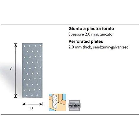 Giunto a piastra forato 40 x 120 mm.