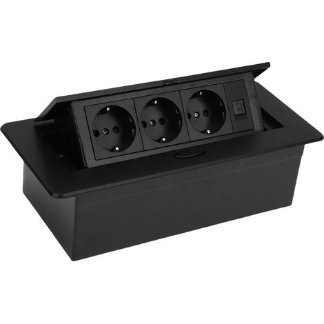 Prise de courant encastrée 3 postes 2 broches et port Ethernet CAT6 boîtier électrique escamotable pour bureau et domicile (1/5)