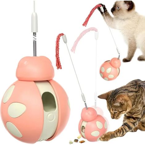 Jouet Distributeur Croquettes Chat - Jouet Chat Interactif, Jouet pour Chat Interieur, Jouet Chaton Tumbler avec Baguette de Taquin (1/5)