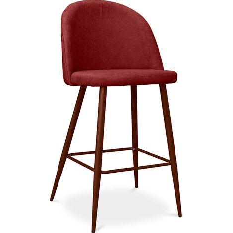 Sgabello imbottito in tessuto - Design scandinavo - 66cm- Evelyne Rosso