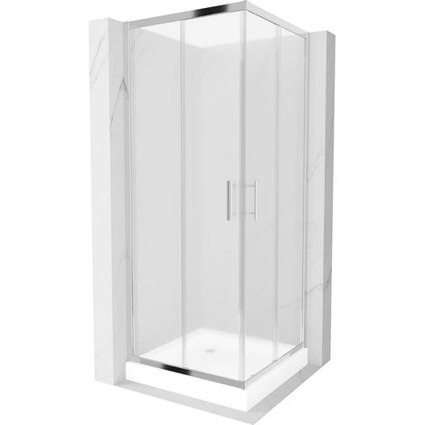 Mexen Rio cabina doccia quadrata 70 x 70 cm, ghiaccio, cromo + piatto doccia Rio, bianco - 860-070-070-01-30-4510