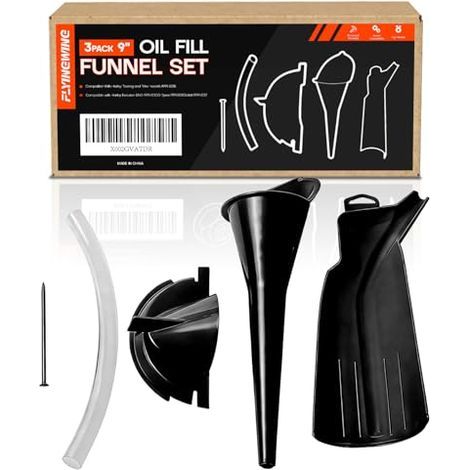 Lot de 3 entonnoirs remplissage d'huile pour carter vilebrequin 22,4 cm Harley Touring Road King Street Glide Sporster Dyna (noir) - (1/5)