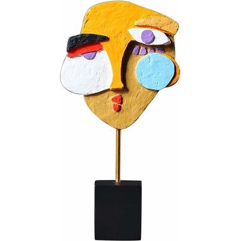 royaluxe - Sculpture Moderne,Oeuvre d'art Sculpture, Statue Decoration Interieur Salon Objet Deco Visage Créatif Artisanat Coloré d'art Abstrait, Ornements Résine Porche (1/5)