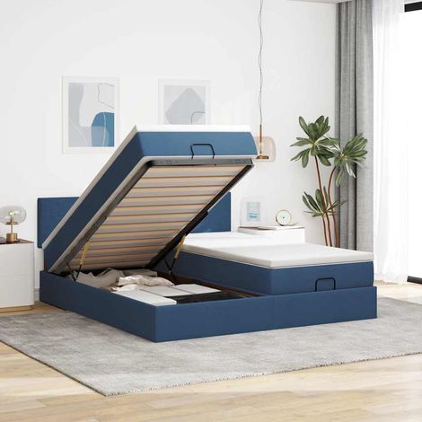 Ottoman-Bett mit Matratzen Blau 180x200 cm Stoff (1/5)