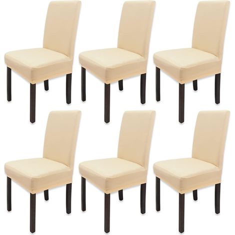 6 Pièces Housse de Chaise Moderne élastique, Amovible Lavable Extensible Housses de Chaise de Salle à Manger, Couverture de Chaise pour Décor Salle à Manger, Hôtel et Mariage (Champagne) (1/4)