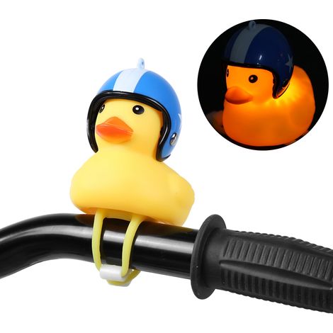 Petit canard jaune mignon avec casque, moto, VTT, décoration de vélo, étoile bleue (1/5)