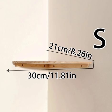 (TK-MS6779) Étagère d'angle murale flottante en bois, étagère d'angle flottante à extrémités arrondies pour chambre, salon et cuisine (1/5)
