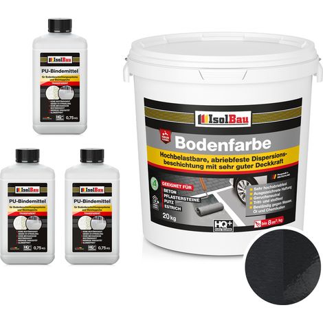 Pittura per pavimenti in cemento IsolBau 2K a base di resina, 20 kg, nera. (1/5)