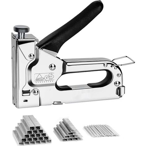 Pistolet à clous 3 en 1 robuste (avec clous de type U 200 + clous de type porte 200 + clous de type T 200) Pistolet à clous manuel pour tissus d'ameublement, matériaux de fixation, décoration, travail (1/5)