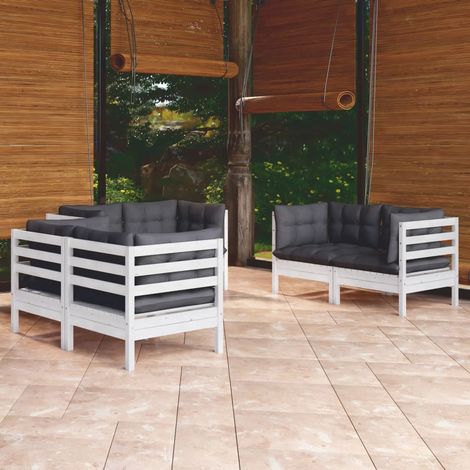 Salon de jardin 6 pcs Ensemble Table et Chaise de Jardin - avec coussins Bois de pin massif BV255077 - BonneVie (1/5)
