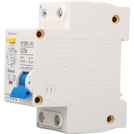 Disjoncteur différentiel Type A 1P+N 25A 230V AC, interrupteur de protection de fuite, rail DIN MCB pour installation domestique (1/5)