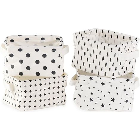 Panier De Rangement - Tissu Lin Et Coton - Cadre Métallique Rigide - Pliable Et Léger - Pour Bureau Maquillage Jouets - 1 Pièce (1/5)
