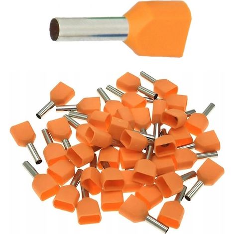 Cosse à double manchon isolée 2x0,50/8 orange (100 pièces)