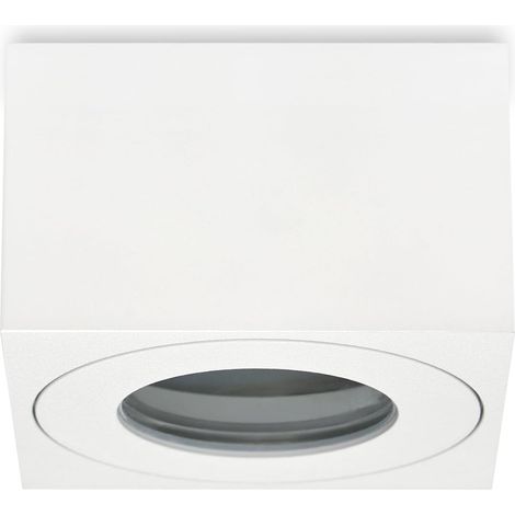 Spot LED en Saillie IP44 pour salle de bain Ø80x80x50mm Plafonnier Luminaire pour Module LED Carré Apparent Downlight Lampe Blanc,Ampoule non incluse, Lot de 1 (1/5)