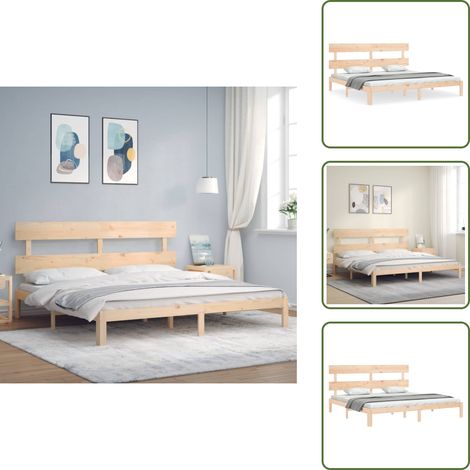 Cadre de lit sans matelas 200x200 cm bois massif de pin - Cadre De Lit - Lit Double - Lit En Bois - Lit Massif - Tête De Lit (1/5)