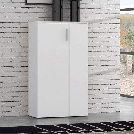 Mobile multiuso scarpiera 2 ante con 5 ripiani colore bianco Lucio 69x34x120H (1/5)