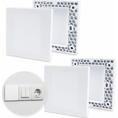 Lot de 4 caches aveugles encastrés - Plaque murale aveugle avec 16 rubans adhésifs double face - 86 x 86 mm - En plastique blanc - Sans vis - Pour prises ou interrupteurs non utilisés (1/5)