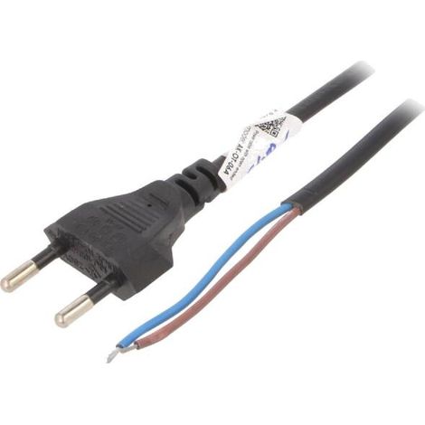 Cable- CEE 7-16 -C- prise.cordons- 3m- plat- noir- PVC- 2x0.5mm2