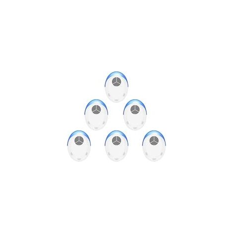 Lot de 6 répulsifs rongeurs et insectes, répulsif à ultrasons, non toxique, sans odeur, très efficace, puissant, blanc (1/5)