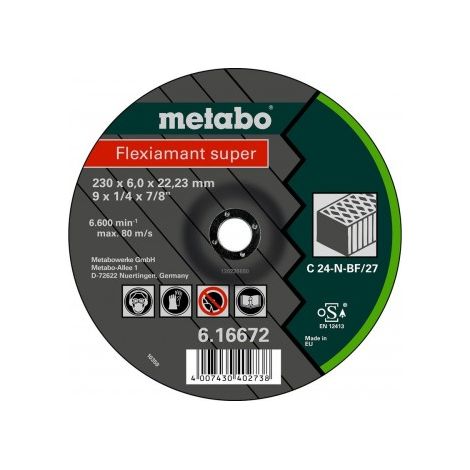 Metabo 616731000 Disco de desbaste amoladora angular Flexiamant Super C24-N para piedra 125x6x22,23 mm (Envase 25 Ud)