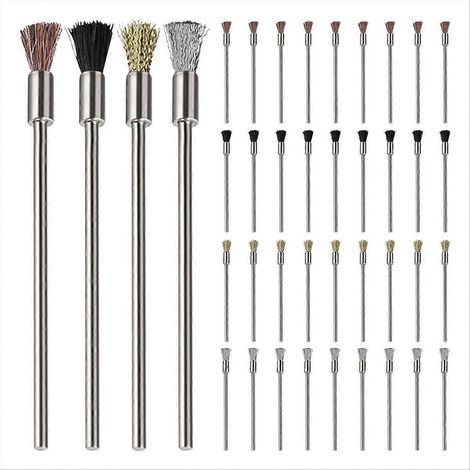 40-teiliges Metallbürsten-Set mit 3-mm-Schaft zur Rost- und Farbentfernung und für vielseitige Reinigungsarbeiten (1/5)