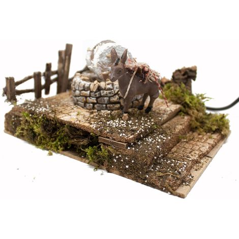 Macina con Asino in Movimento per Presepe 11426