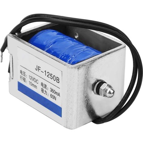 Électroaimant solénoïde CC de type push-pull JF-1250B, 60 N, 12 V CC, course de 10 mm (1/5)