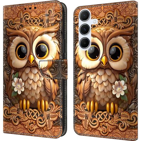 Coque pour téléphone portable pour Samsung Galaxy A17 5G - Housse en cuir PU à rabat - Fermeture magnétique - Résistante aux chocs - Compartiment pour cartes - Rabat pliable - Protection en